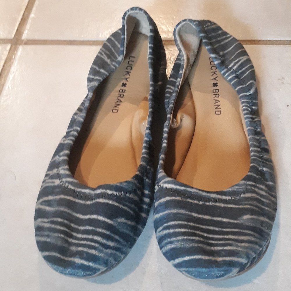 Blue Lucky striped flats